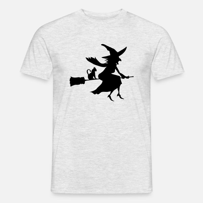 Sorcière et Chat - T-shirt homme - gris chiné