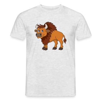 Bison Büffel - Männer T-Shirt - Grau meliert - Vorne - AI Model Male 178 dark (178cm)