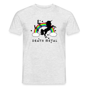 Death Metal Einhorn - Männer T-Shirt - Grau meliert - Vorne - AI Model Male 178 dark (178cm)