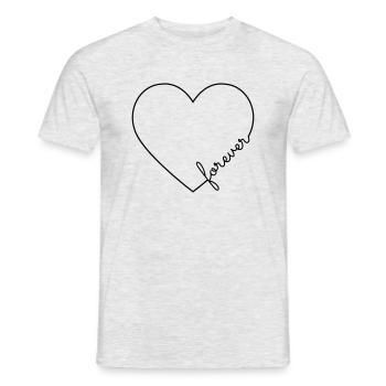 Cadre de ligne de coeur pour toujours - T-shirt homme - gris chiné - Devant - AI Model Male 178 dark (178cm)