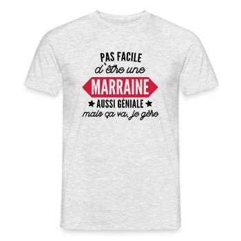 pas facile d'être une marraine aussi géniale - T-shirt homme - gris chiné - Devant - AI Model Male 178 dark (178cm)