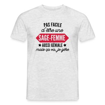 sage-femme et géniale - T-shirt homme - gris chiné - Devant - AI Model Male 178 dark (178cm)