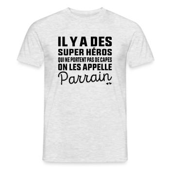 Super Héros sans Cape Parrain - T-shirt homme - gris chiné - Devant - AI Model Male 178 dark (178cm)