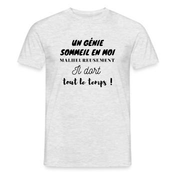 T-Shirt Drôle génie - T-shirt homme - gris chiné - Devant - AI Model Male 178 dark (178cm)