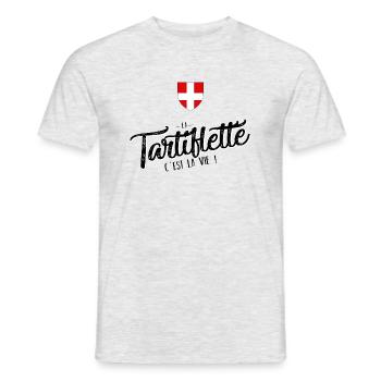 La tartiflette c'est la vie noir savoie - T-shirt homme - gris chiné - Devant - AI Model Male 178 dark (178cm)