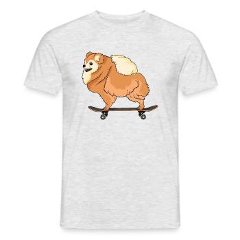 Pomeranian auf Skateboard Süßer Skater Hund - Männer T-Shirt - Grau meliert - Vorne - AI Model Male 178 dark (178cm)