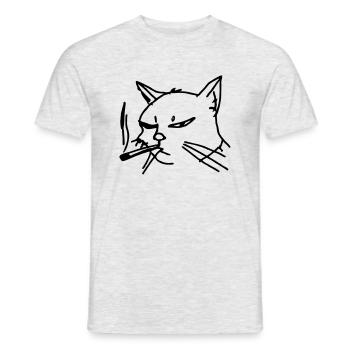 Smoking Cat Line Art - T-shirt homme - gris chiné - Devant - AI Model Male 178 dark (178cm)
