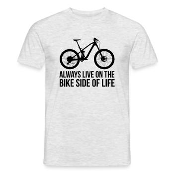 VTT Toujours vivre du côté vélo de la vie - T-shirt homme - gris chiné - Devant - AI Model Male 178 dark (178cm)