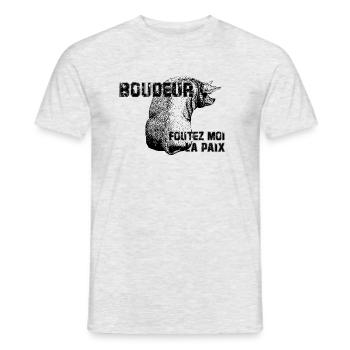 boudeur foutez moi la paix - T-shirt homme - gris chiné - Devant - AI Model Male 178 dark (178cm)