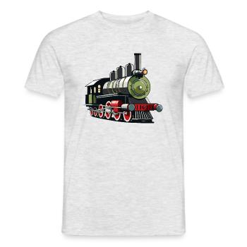 Locomotive à vapeur - T-shirt homme - gris chiné - Devant - AI Model Male 178 dark (178cm)