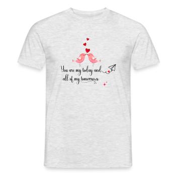 Lovebirds Embrace - 'Today & Tomorrows' Romantic - Men's T-Shirt - heather grey - Front - AI Model Male 178 dark (178cm)