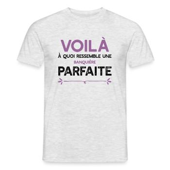 Une Banquière parfaite cadeau - T-shirt homme - gris chiné - Devant - AI Model Male 178 dark (178cm)