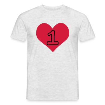Anzahl 1 & Herz - Männer T-Shirt - Grau meliert - Vorne - AI Model Male 178 dark (178cm)
