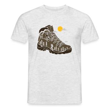 Hiking boot hiking boots gift hiker nature - Men's T-Shirt - heather grey - Front - AI Model Male 178 dark (178cm)