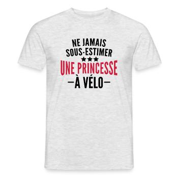 sous estimez une princesse à vélo - humour femme - T-shirt homme - gris chiné - Devant - AI Model Male 178 dark (178cm)