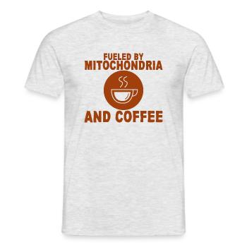 Alimenté par les mitochondries et le café 4 - T-shirt homme - gris chiné - Devant - AI Model Male 178 dark (178cm)