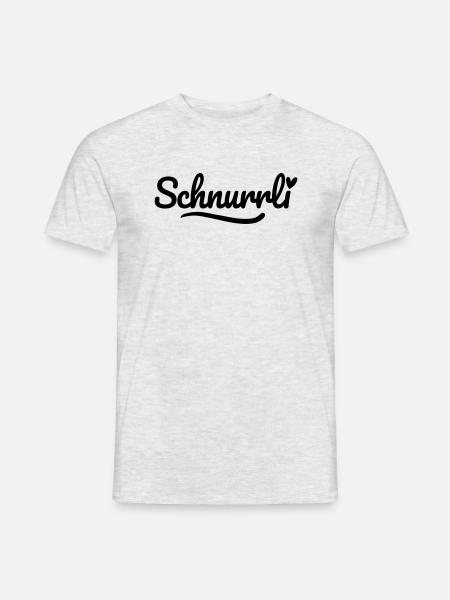 Schnurrli Schrift Herz - Männer T-Shirt - Grau meliert