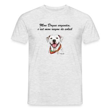 Dogue argentin rayon de soleil - T-shirt homme - gris chiné - Devant - AI Model Male 178 dark (178cm)