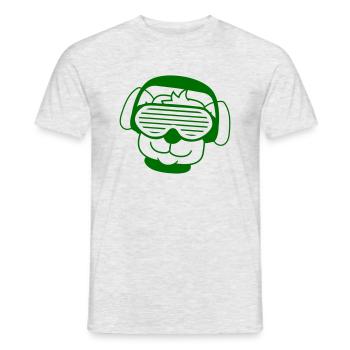 Cool Mignon DJ Chien Animal de compagnie Chiot Musique de fête - T-shirt homme - gris chiné - Devant - AI Model Male 178 dark (178cm)