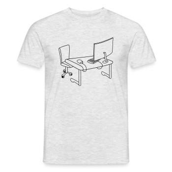 home office buero stuhl arbeitsplatz gamer bildsch - Männer T-Shirt - Grau meliert - Vorne - AI Model Male 178 dark (178cm)