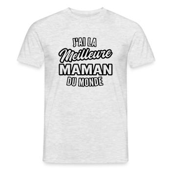 j'ai la meilleure maman du monde - T-shirt homme - gris chiné - Devant - AI Model Male 178 dark (178cm)
