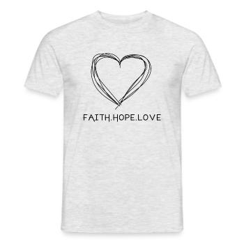 foi espoir amour - T-shirt homme - gris chiné - Devant - AI Model Male 178 dark (178cm)
