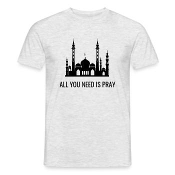 T shirt All you need is pray islam - T-shirt homme - gris chiné - Devant - AI Model Male 178 dark (178cm)