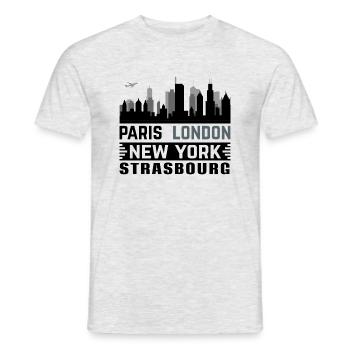 strasbourg Paris London New-York - T-shirt homme - gris chiné - Devant - AI Model Male 178 dark (178cm)