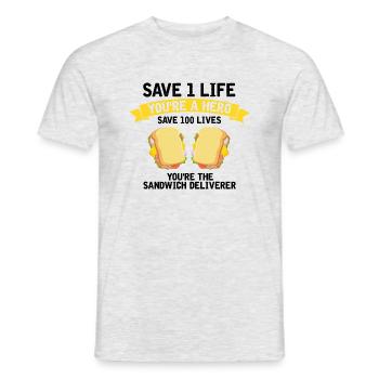 Food Makers Grill BBQ Sandwich Grill Maître - T-shirt homme - gris chiné - Devant - AI Model Male 178 dark (178cm)
