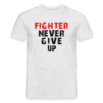 Never give up used fighter - Männer T-Shirt - Grau meliert - Vorne - AI Model Male 178 dark (178cm)