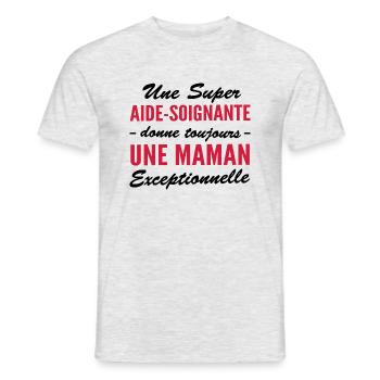 super aide-soignante - maman exceptionnelle - T-shirt homme - gris chiné - Devant - AI Model Male 178 dark (178cm)