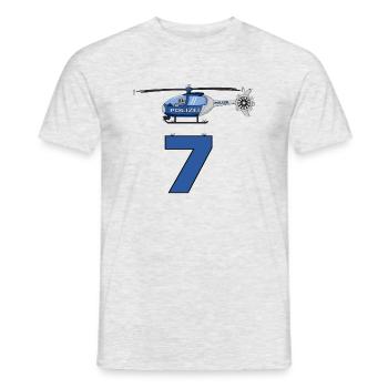 Polizei Hubschrauber 7. Geburtstag - Männer T-Shirt - Grau meliert - Vorne - AI Model Male 178 dark (178cm)