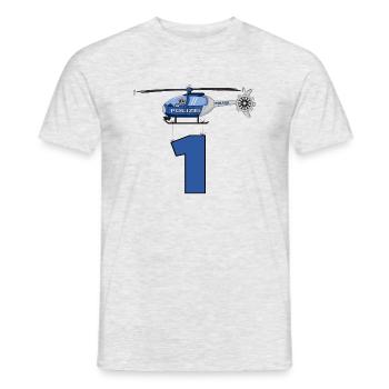 Polizei Hubschrauber 1. Geburtstag - Männer T-Shirt - Grau meliert - Vorne - AI Model Male 178 dark (178cm)
