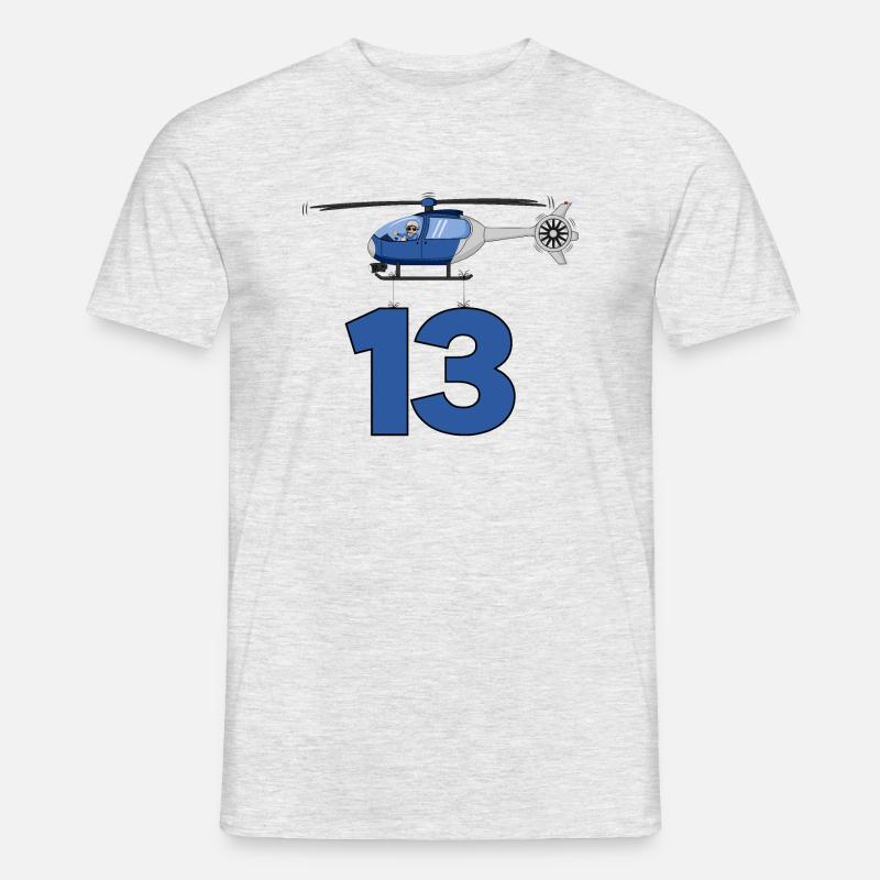 Hubschrauber 13. Geburtstag - Männer T-Shirt - Grau meliert