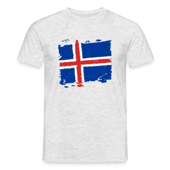 Ísland merkja - Island Flagge - iceland flag - Männer T-Shirt - Grau meliert - Vorne - AI Model Male 178 dark (178cm)