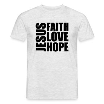 Jesus Faith Love - Männer T-Shirt - Grau meliert - Vorne - AI Model Male 178 dark (178cm)