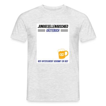 Junggesellenabschied Gästebuch Junggeselle Party - Männer T-Shirt - Grau meliert - Vorne - AI Model Male 178 dark (178cm)