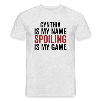 Cynthia ist mein Name Verderben ist mein Spiel - Männer T-Shirt - Grau meliert - Vorne - AI Model Male 178 dark (178cm)