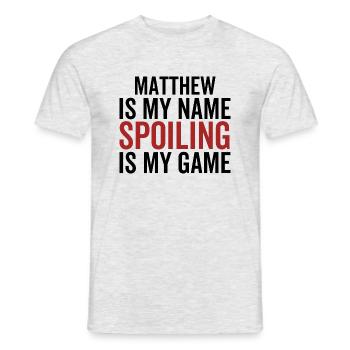 Matthew ist mein Name Verderben ist mein Spiel - Männer T-Shirt - Grau meliert - Vorne - AI Model Male 178 dark (178cm)