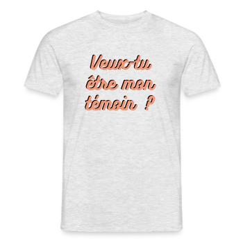 Témoin de mariage - Demande - T-shirt homme - gris chiné - Devant - AI Model Male 178 dark (178cm)