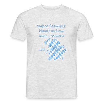 Wahre Schönheit kimmt aus Bayern - Männer T-Shirt - Grau meliert - Vorne - AI Model Male 178 dark (178cm)