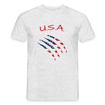 USA America - Männer T-Shirt - Grau meliert - Vorne - AI Model Male 178 dark (178cm)
