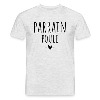 parrain poule / t-shirt humour parrain - T-shirt homme - gris chiné - Devant - AI Model Male 178 dark (178cm)