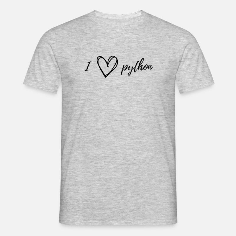 I love python black - Männer T-Shirt - Grau meliert