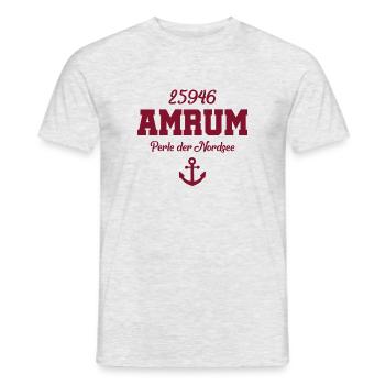 Amrum - 25946 - Nordsee Insel - Männer T-Shirt - Grau meliert - Vorne - AI Model Male 178 dark (178cm)