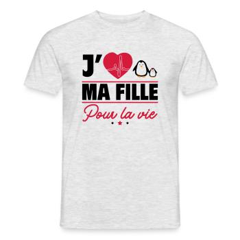 J'aime ma fille – pour toujours et à jamais - T-shirt homme - gris chiné - Devant - AI Model Male 178 dark (178cm)