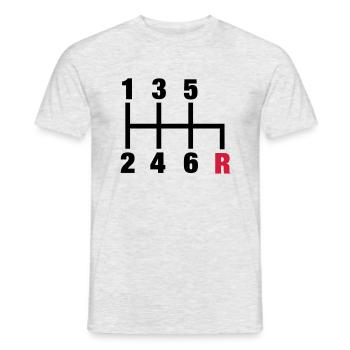 racing_gangschaltung_rueckwaerts__f2 - Men's T-Shirt - heather grey - Front - AI Model Male 178 dark (178cm)