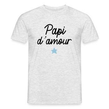 papi d amour e toile - T-shirt homme - gris chiné - Devant - AI Model Male 178 dark (178cm)