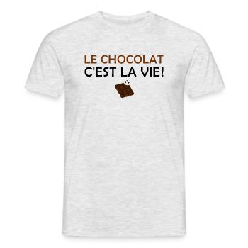 Le chocolat c'est la vie - T-shirt homme - gris chiné - Devant - AI Model Male 178 dark (178cm)