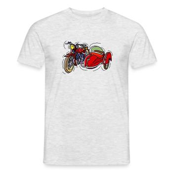 Moto avec side-car 3 - T-shirt homme - gris chiné - Devant - AI Model Male 178 dark (178cm)